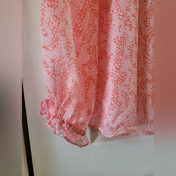 Diane von Furstenberg DVF Wynn 100% Silk Peasant Blouse Pink Size 6 - Picture 4 of 11